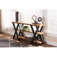 Baxton Studio YLX-2715 Duchaine Vintage Rustic Industrial Style Wood and Dark Bronze-Finished Metal Console Table
